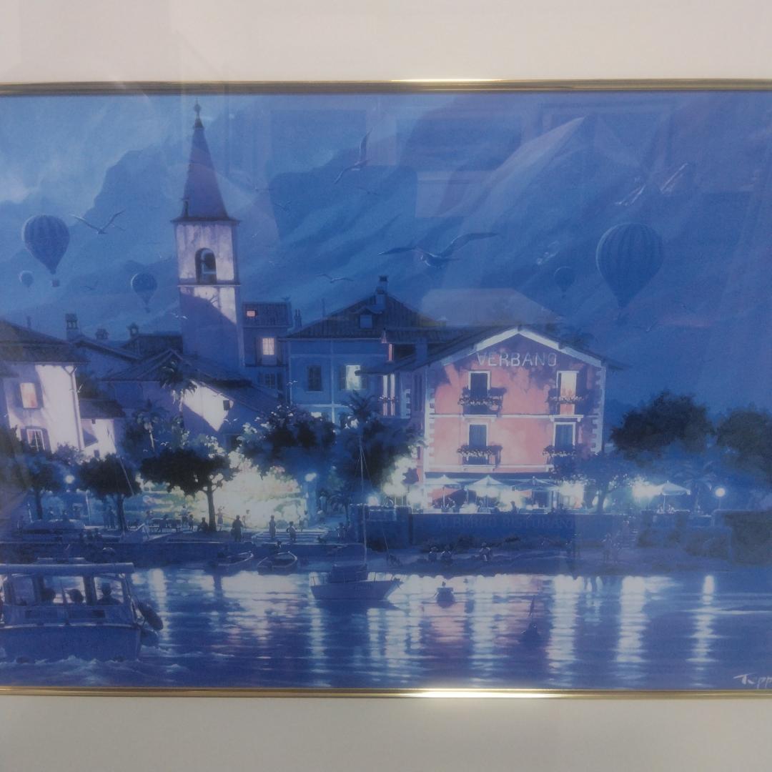 シルバーナイト(R)　笹倉鉄平　ラゴ・マジョーレ　中古　額装アートポスター