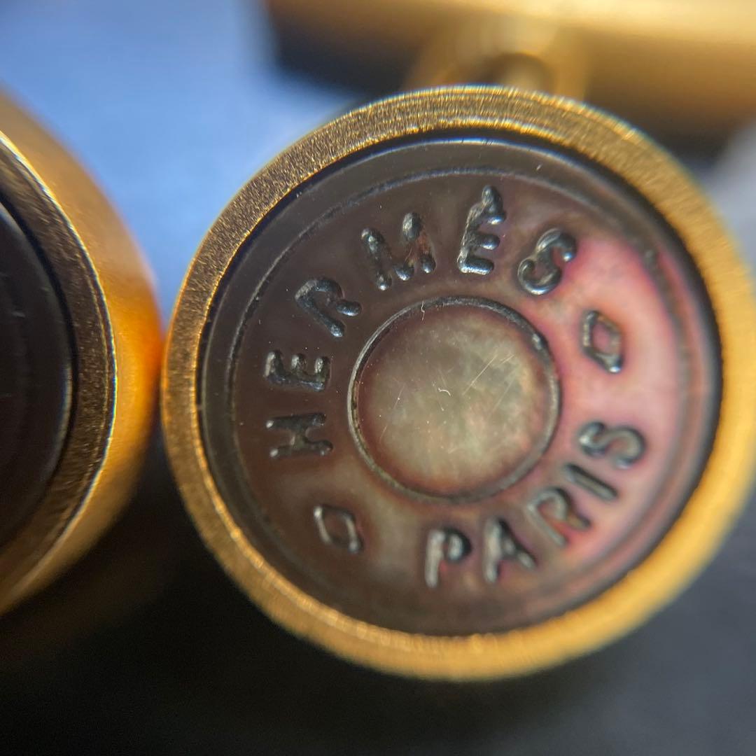 HERMES エルメス　セリエカフスボタン　ゴールド/ブラックシェル　美品①