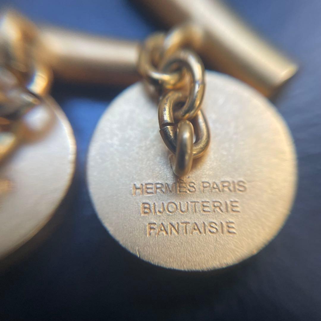 HERMES エルメス　セリエカフスボタン　ゴールド/ブラックシェル　美品①