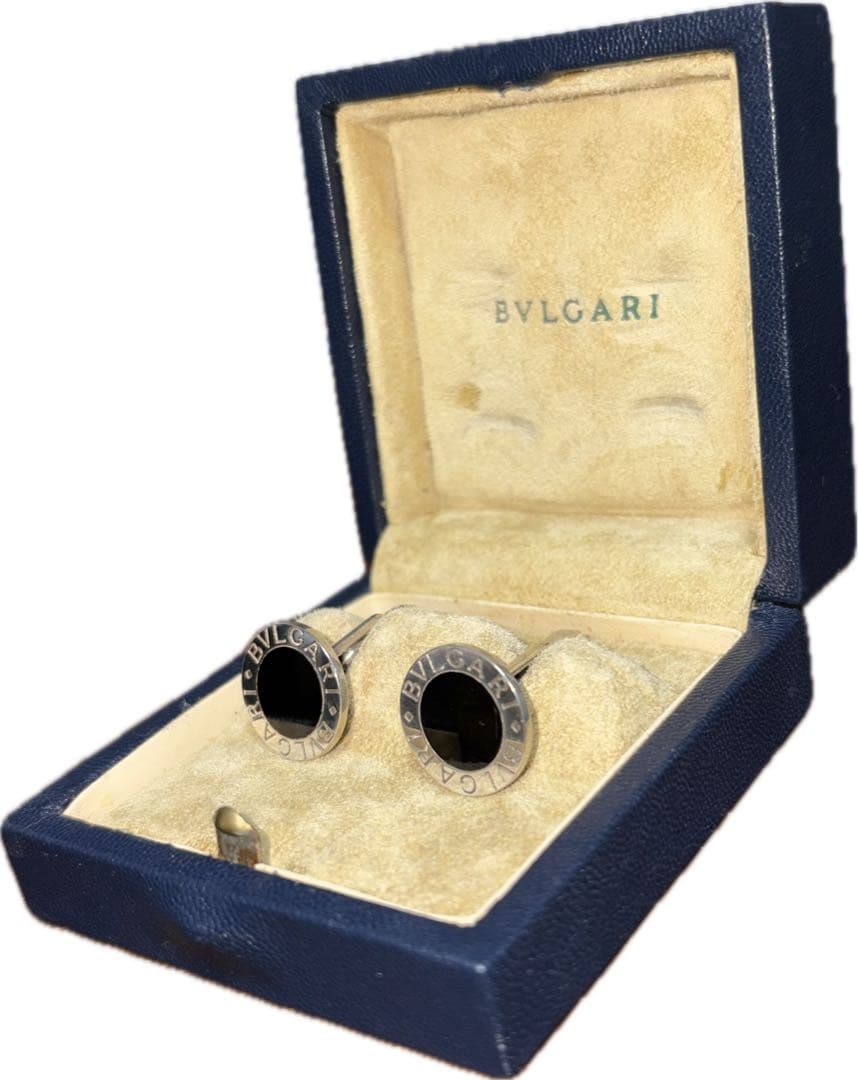BVLGARI ブラック カフリンクス 専用ケース付き