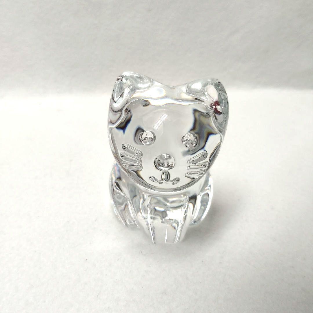 【T】Baccarat クリスタル 猫の置物