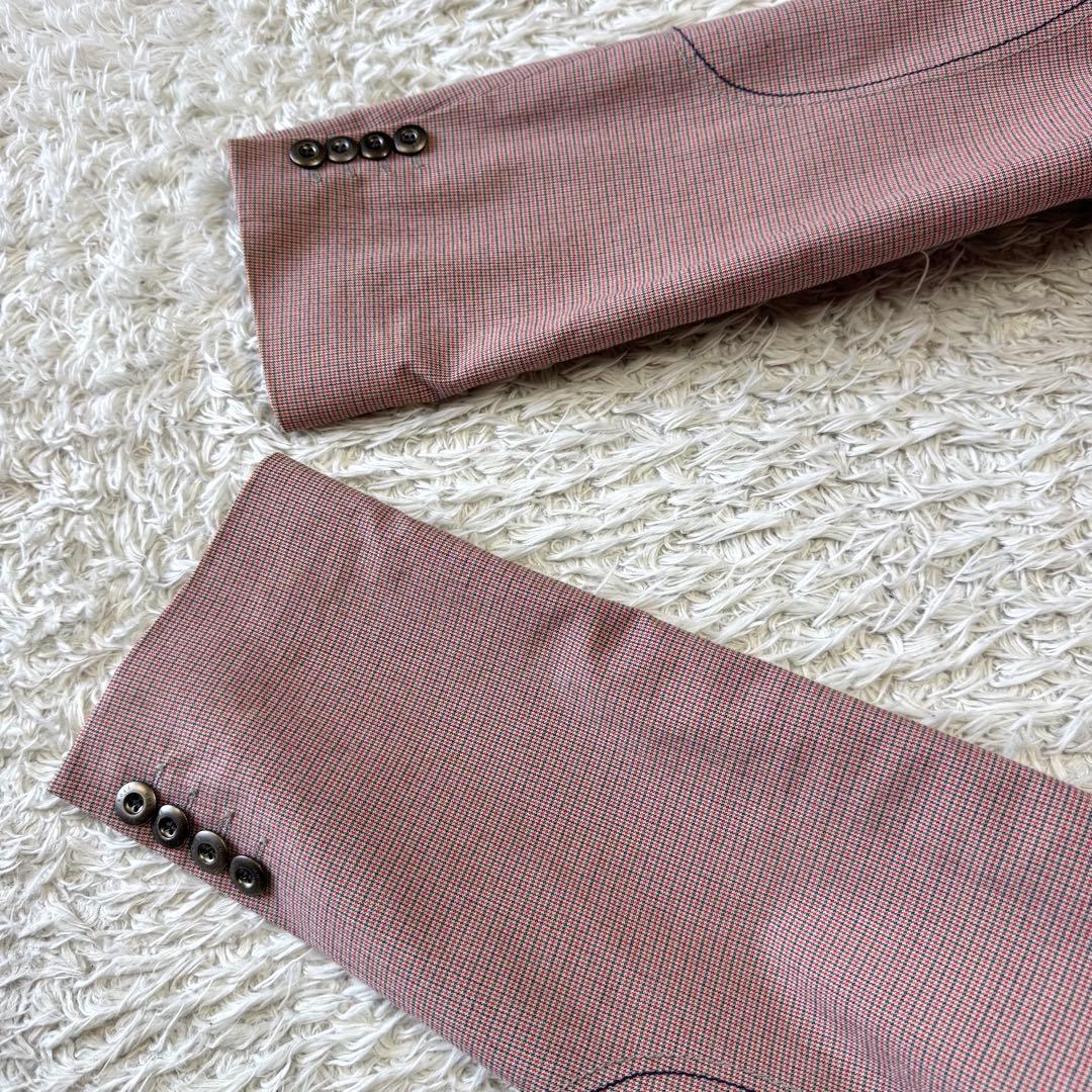 極美品　ヒューゴボス　テーラードジャケット　千鳥　銀ボタン　52 ストレッチ