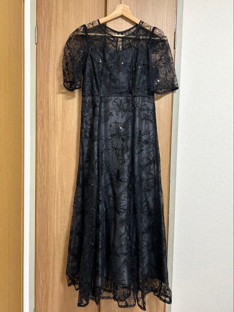 【AIMER】 ビオラモチーフスパンコール刺繍ドレス ワンピース