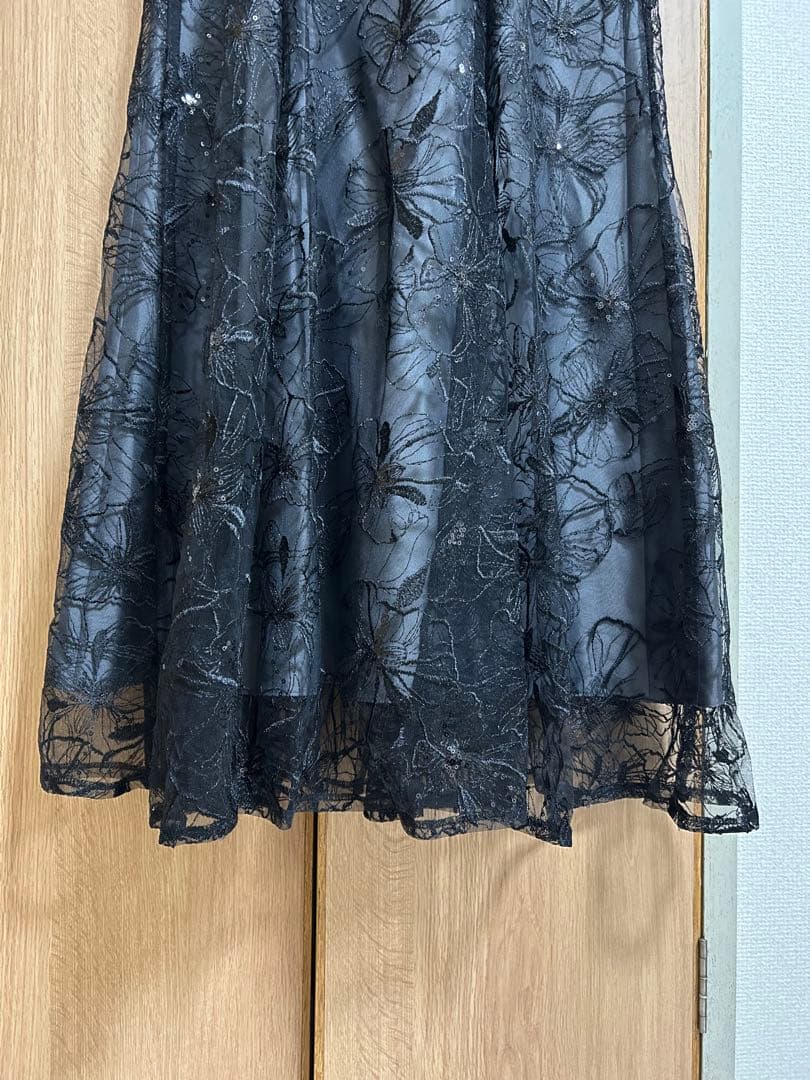 【AIMER】 ビオラモチーフスパンコール刺繍ドレス ワンピース