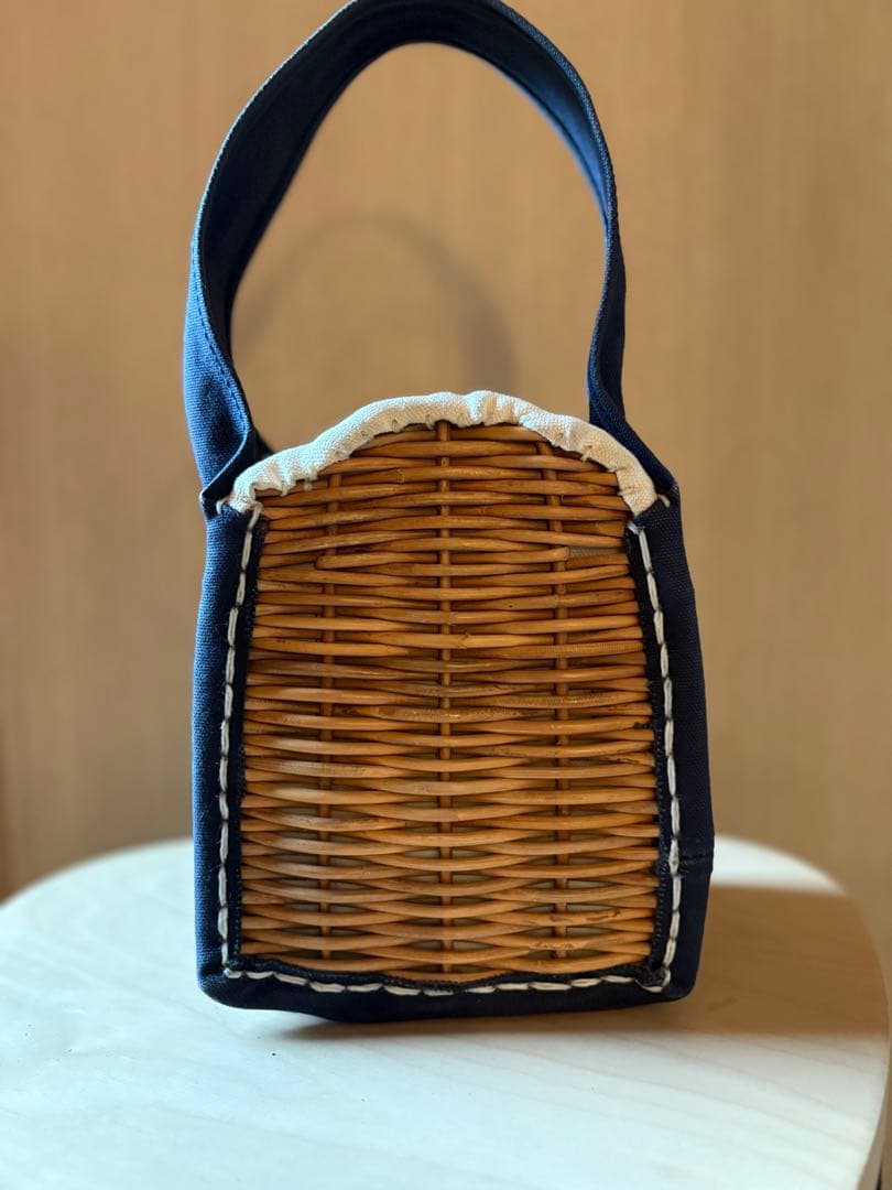 エバゴス　ebagos お買い物バッグ　Eワッペン　ネイビー　鏡付き