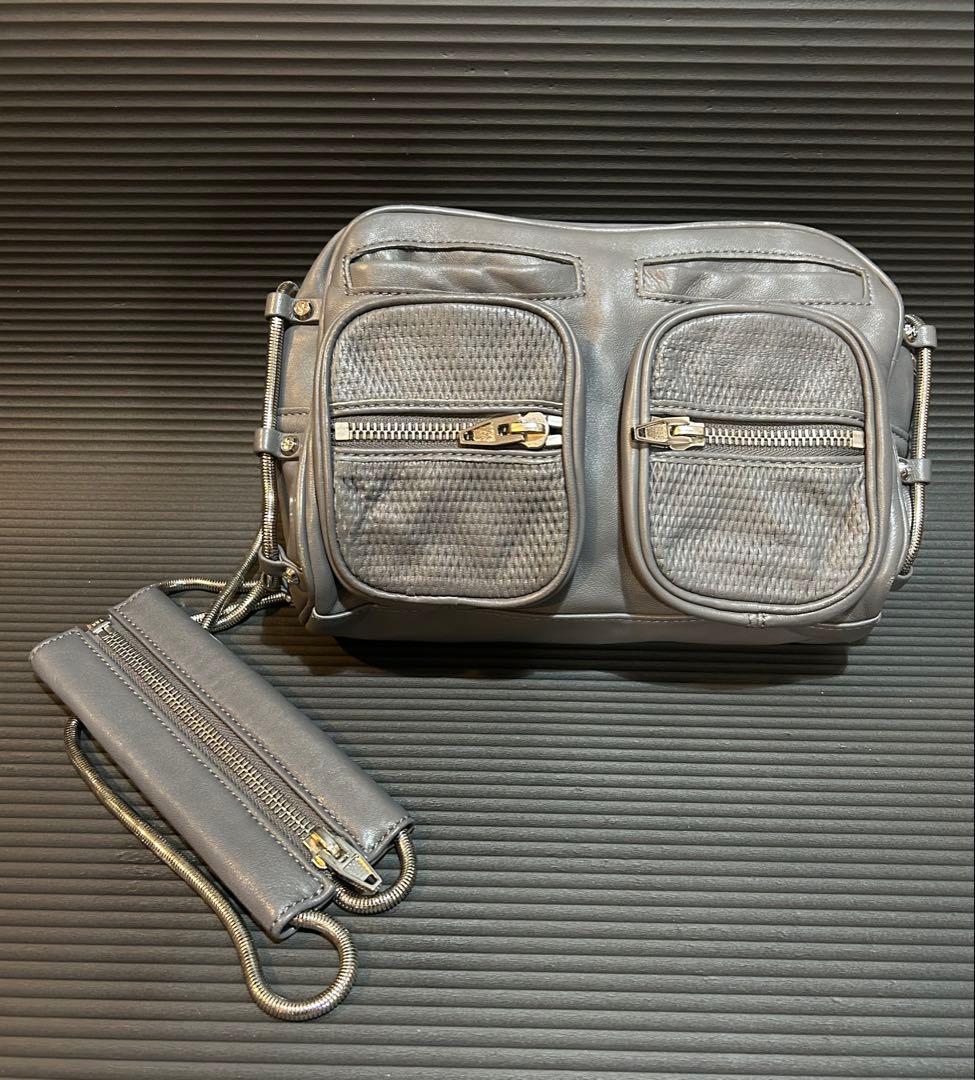 アレキサンダーワン バッグ 2WAY チェーン グレー　ポシェット レザー