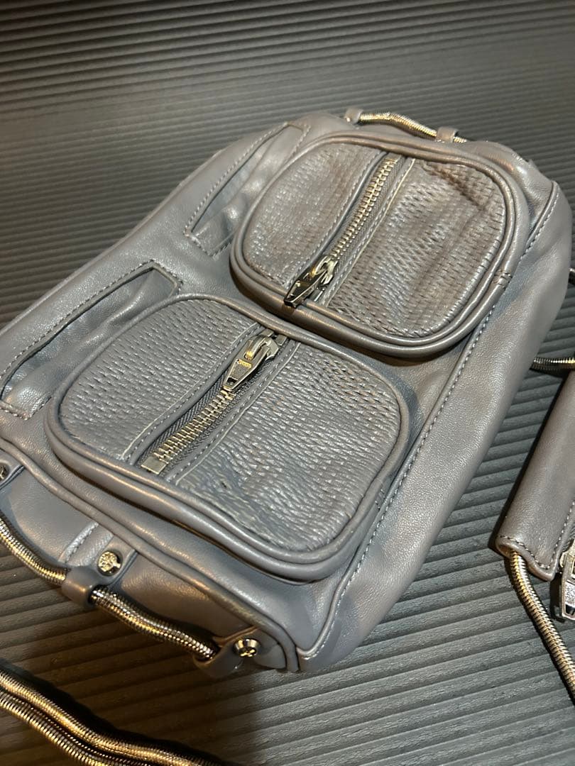 アレキサンダーワン バッグ 2WAY チェーン グレー　ポシェット レザー