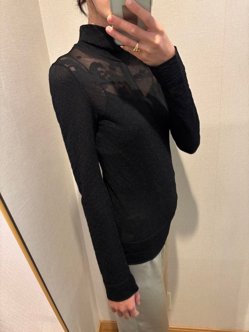 Mame Kurogouchi マメクロゴウチ　シアー　ニットブラウス