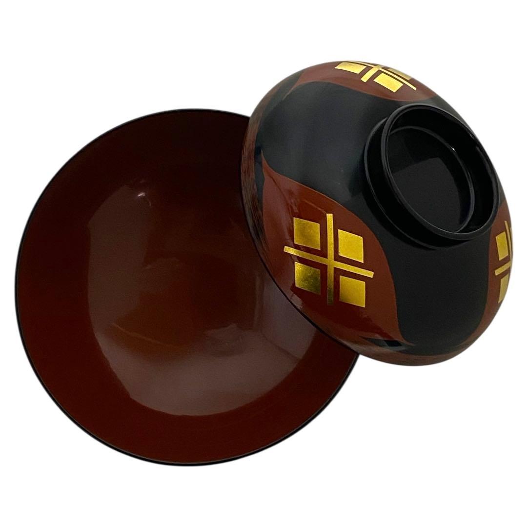 未使用品　秀衡塗　丸三漆器　蓋付き　汁椀　5客セット　25カ124