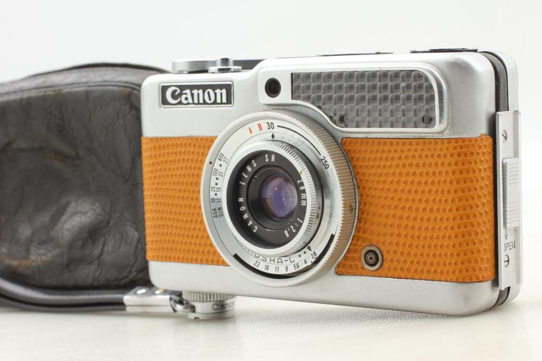 【整備済　美品】黄土色　キヤノンデミハーフフレームカメラ露出計ok＃1316