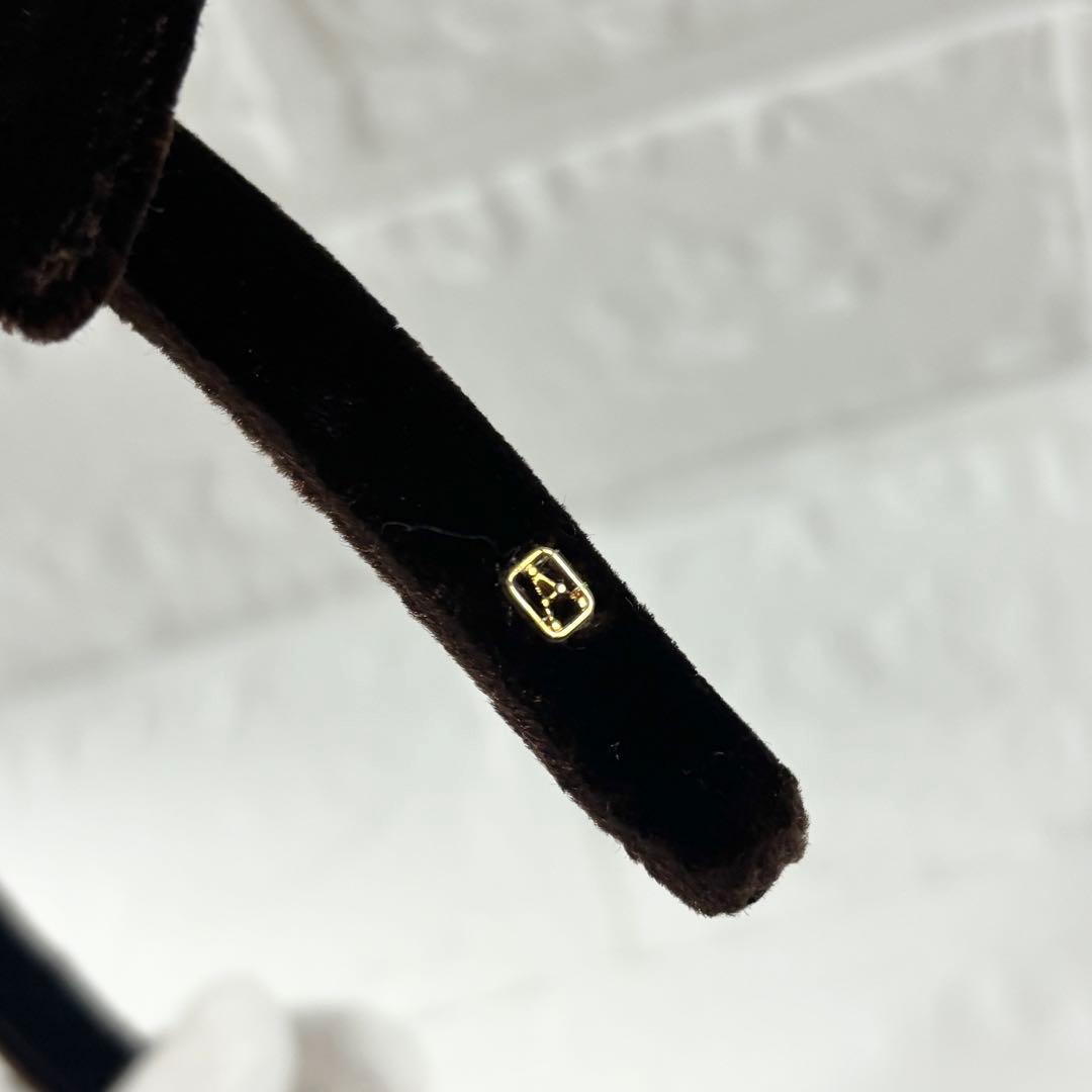 【美品】ALEXANDRE DE PARIS ベロアリボンカチューシャ　ブラウン