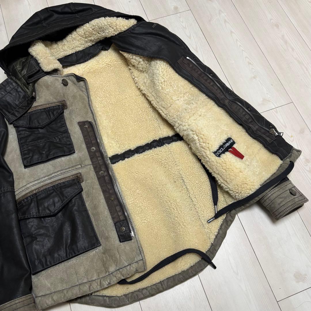 【特別品】 Dolce & Gabbana 00s レザー ムートンジャケット