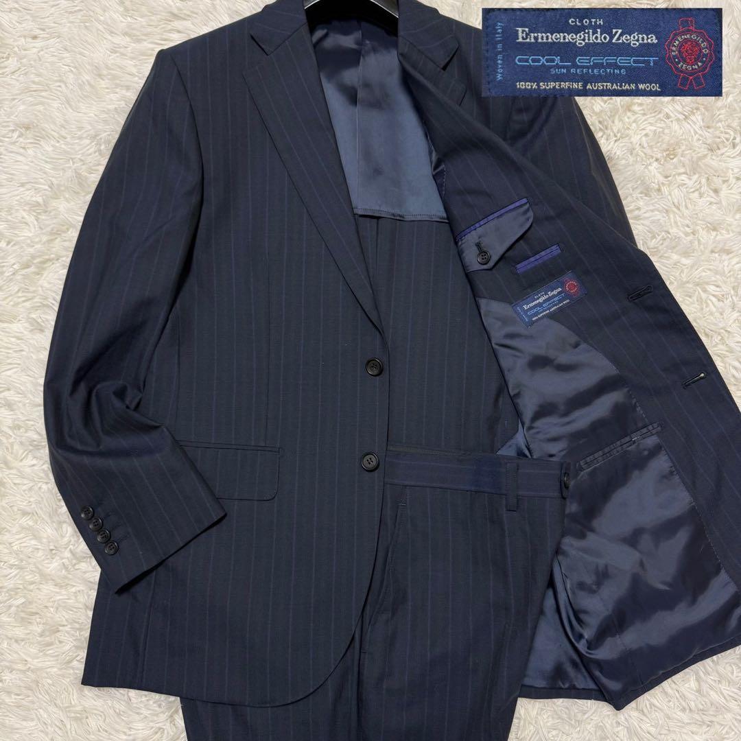 ✨極美品/2XL相当✨ドーランドハウス×ゼニア スーツ ストライプ ネイビー