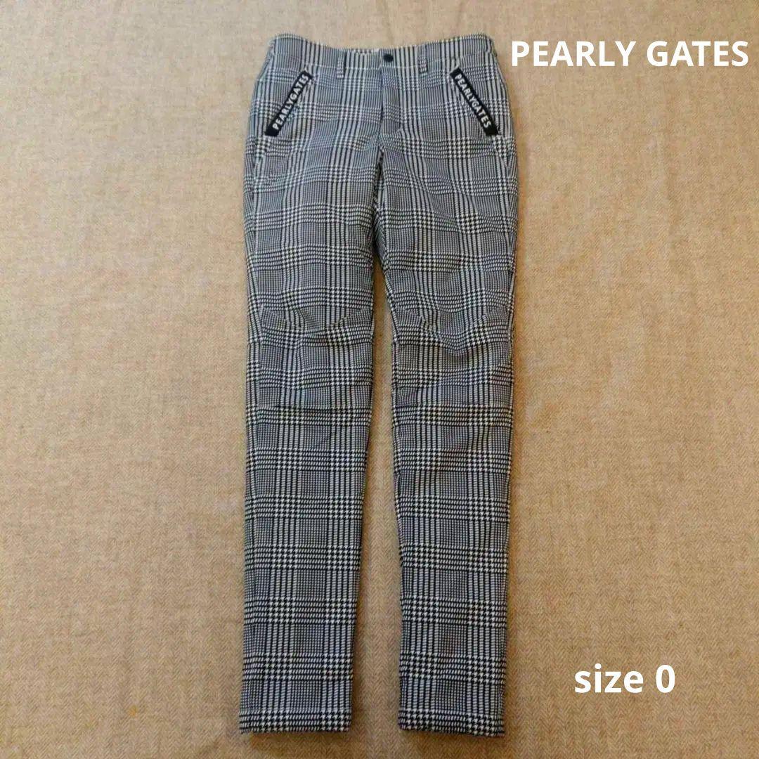 未使用　美品　パーリーゲイツ　中綿　防寒　保温　チェック　パンツ　千鳥柄　0