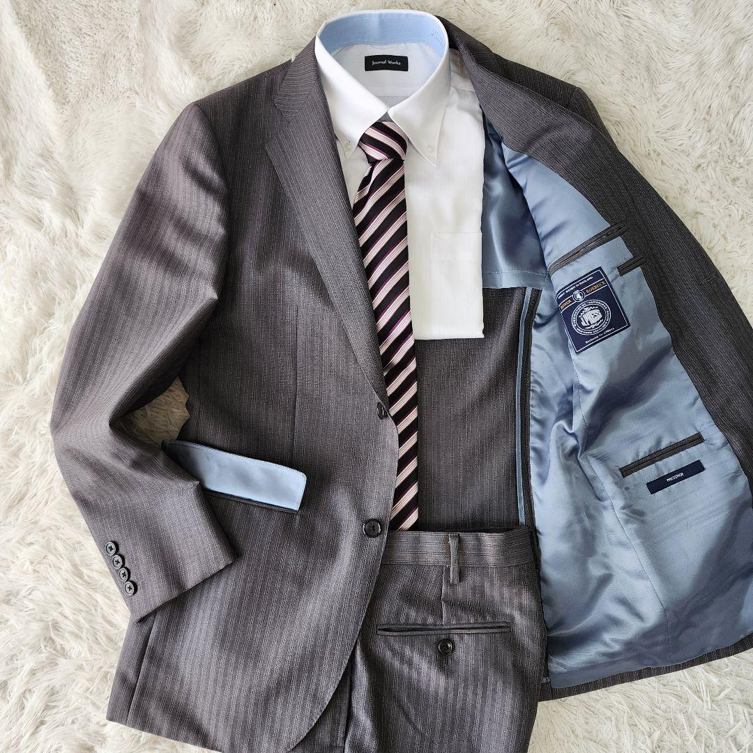 【未使用】ジェイプレス スーツ bower roebuck ストライプ グレー系
