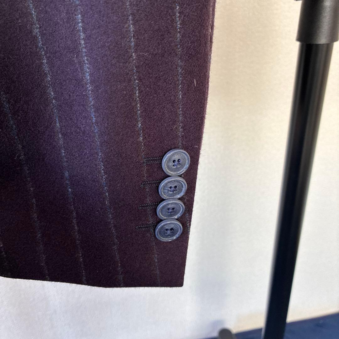 エトロ　ダークパープル チョークストライプ ビジネススーツ　48サイズ