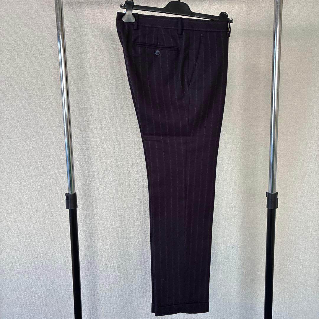 エトロ　ダークパープル チョークストライプ ビジネススーツ　48サイズ