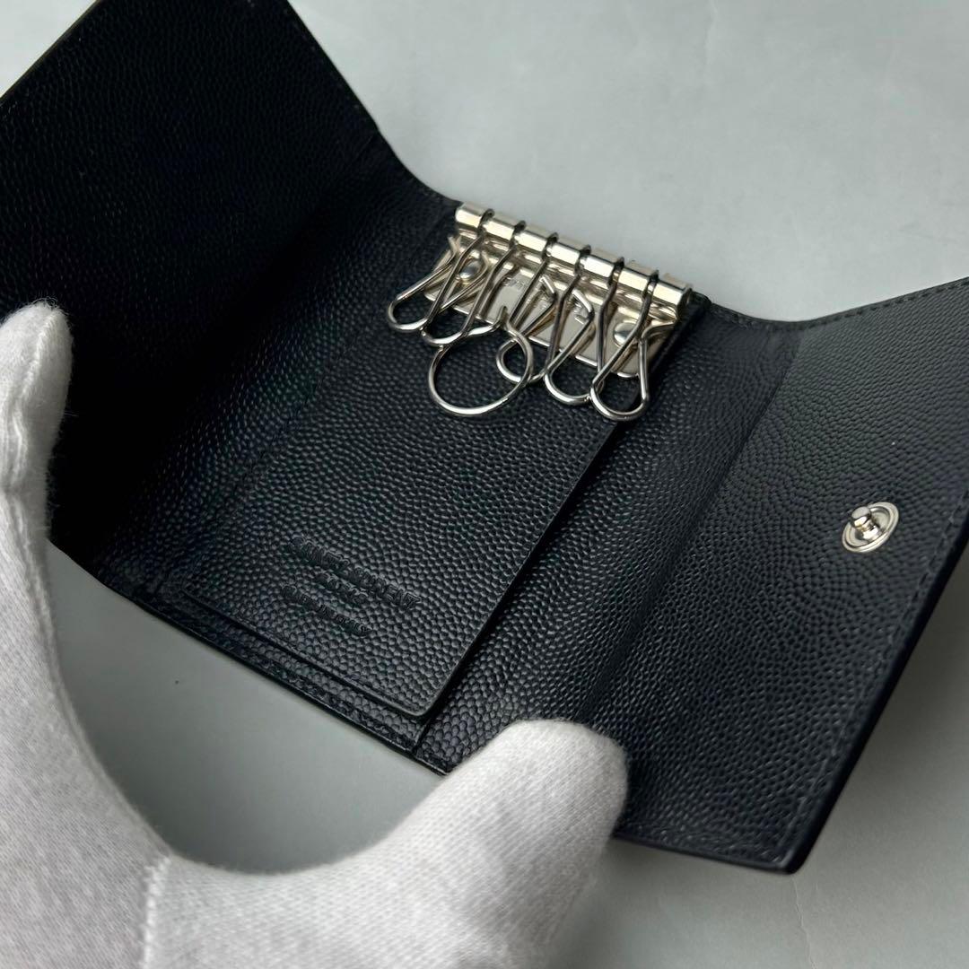 ✨美品✨　イヴ サンローラン　ロゴグラム　6連　キーケース　ブラック　状態良好◎