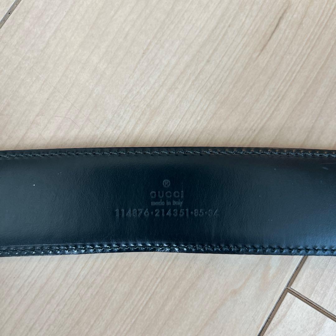GUCCI 黒 レザー ベルト ダブルGロゴ