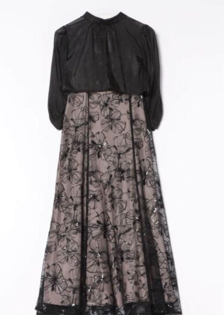 formforma パーティドレス シアーブラウス×スパンコール刺繍ドレス