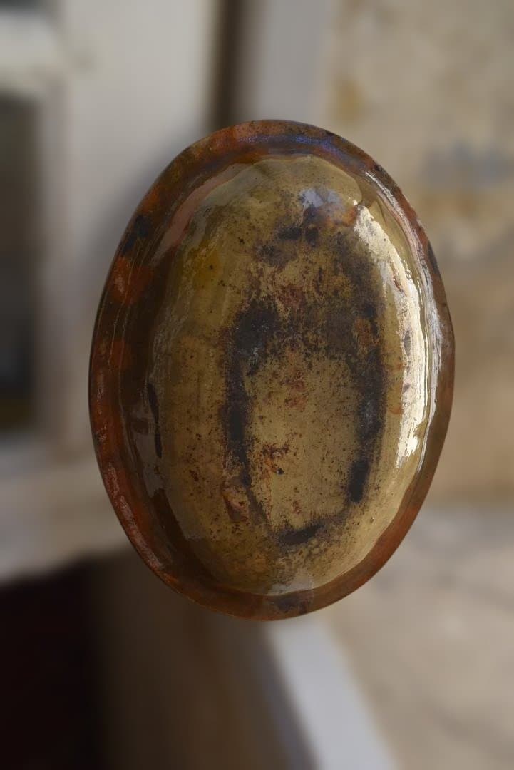 フランス19世紀　茶釉オーバル深皿　西洋民藝　古道具坂田