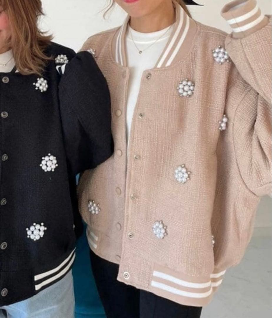 Myu ミュー パールフラワーツイードブルゾン