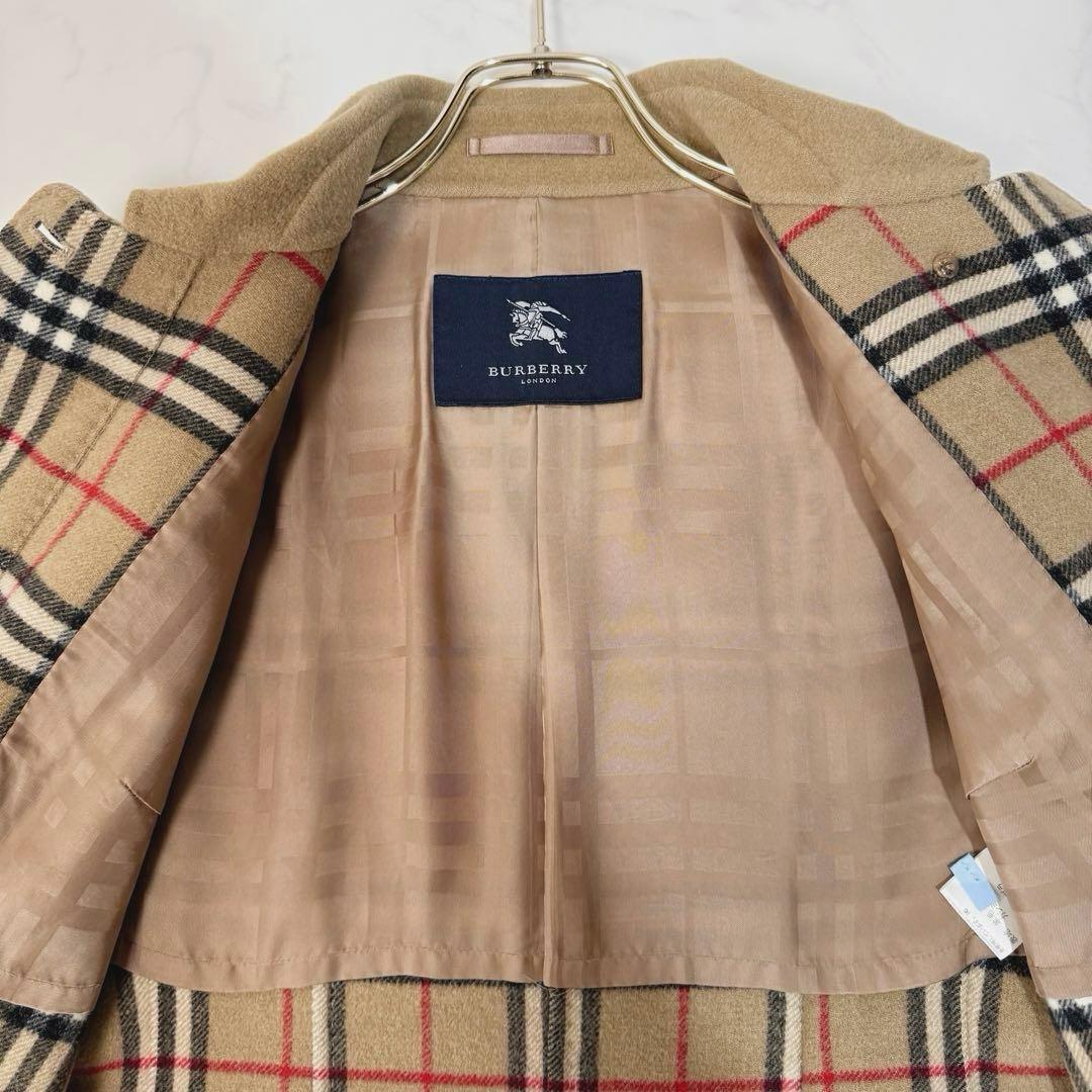 バーバリーロンドン ノバチェック ダブルフェイス ウール カシミヤ コート M