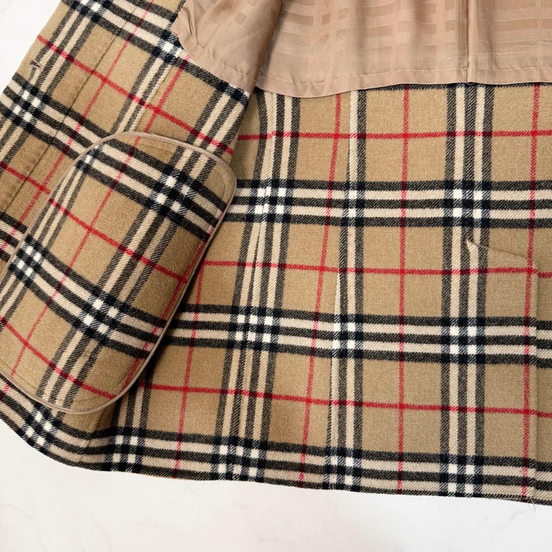 バーバリーロンドン ノバチェック ダブルフェイス ウール カシミヤ コート M