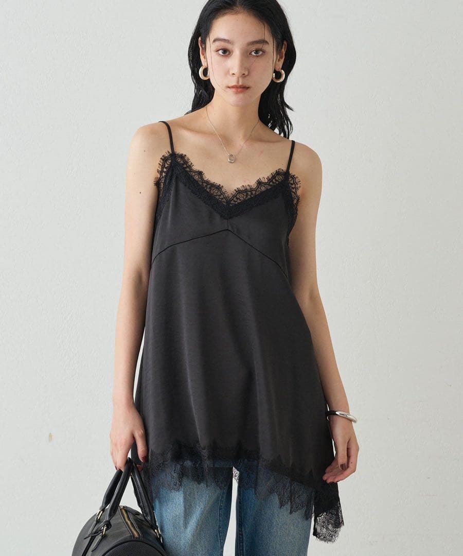 【新品未使用】ラウンジドレス　レースキャミ　ブラック