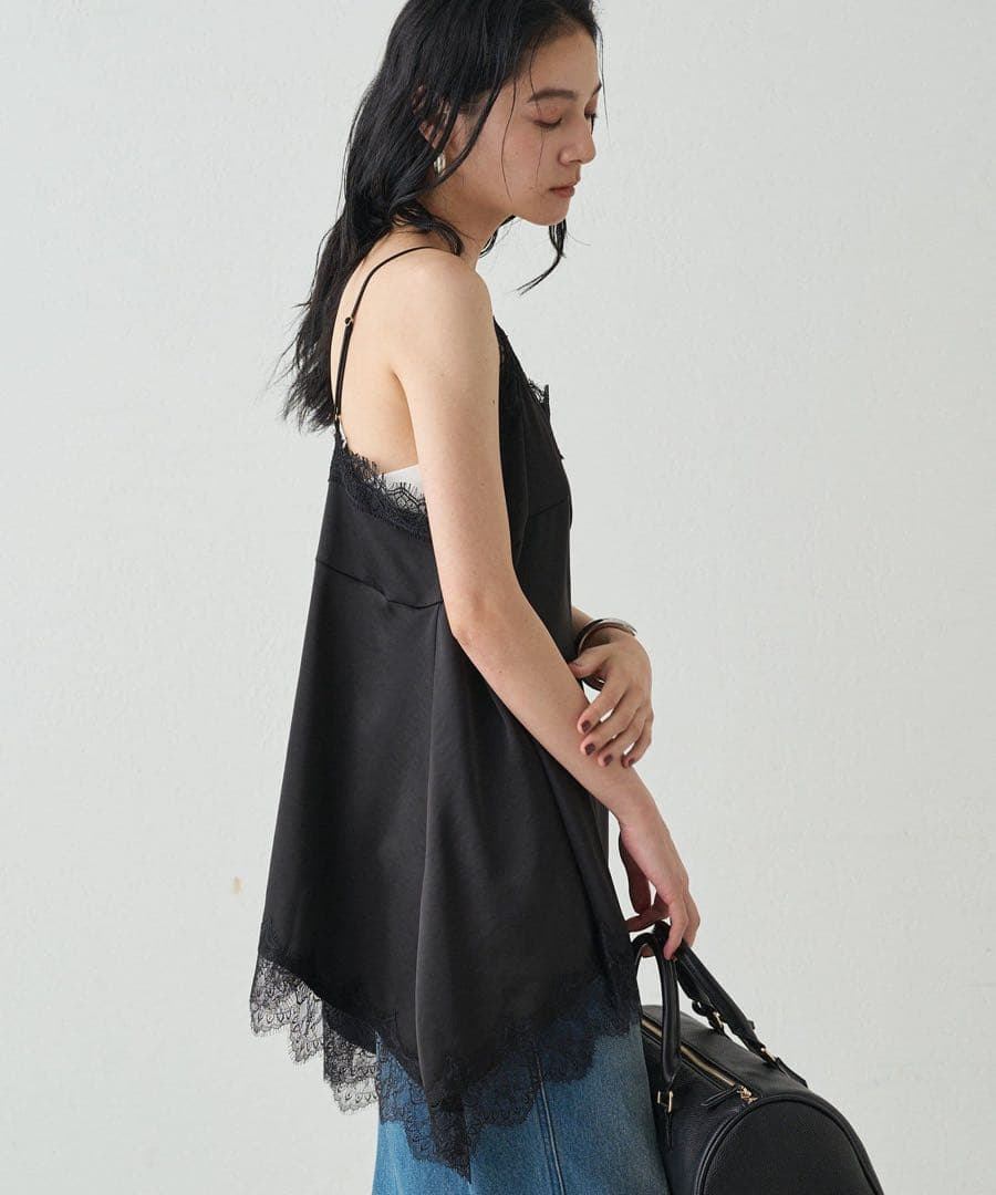 【新品未使用】ラウンジドレス　レースキャミ　ブラック