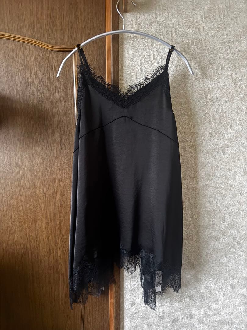【新品未使用】ラウンジドレス　レースキャミ　ブラック
