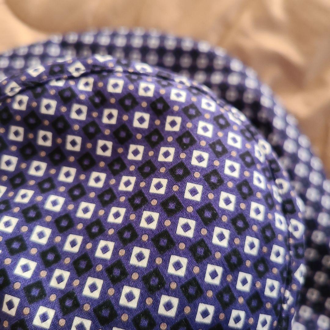 HERMES　エルメス　ハット　帽子　ネイビー　小紋　頭周り60　美品