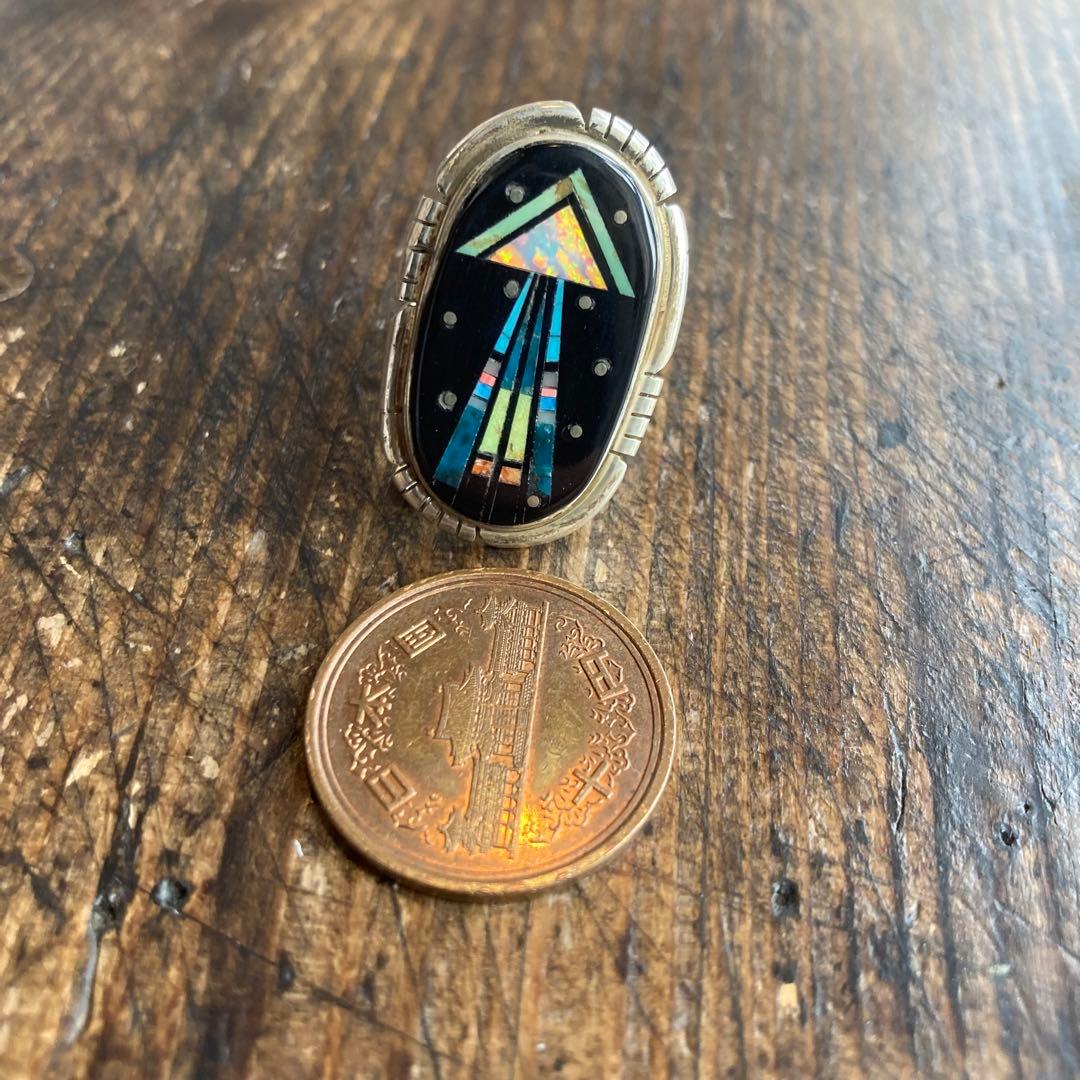 新品 インディアンジュエリー ナバホ ギルバートスミス インレイ シルバーリング