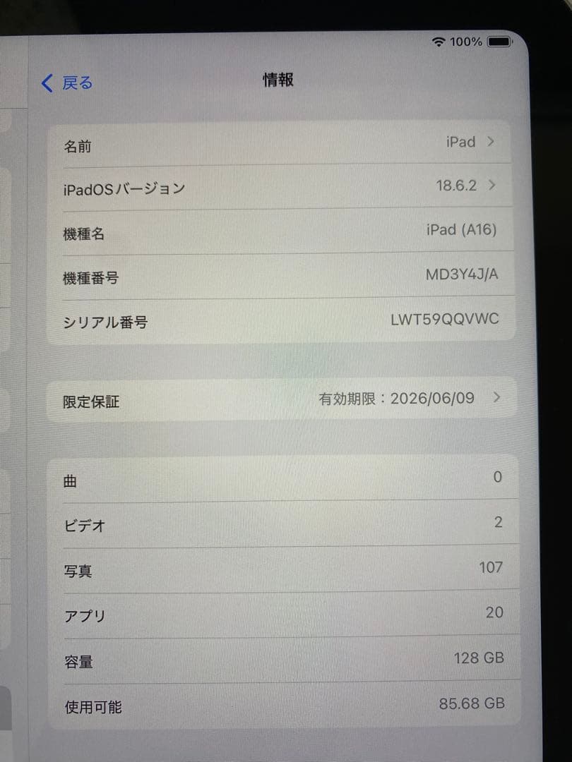 iPad本体 （A16） 128GB Wi-Fi