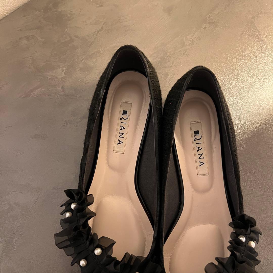 DIANA フラットシューズ オケージョン パーティーフォーマル フリル