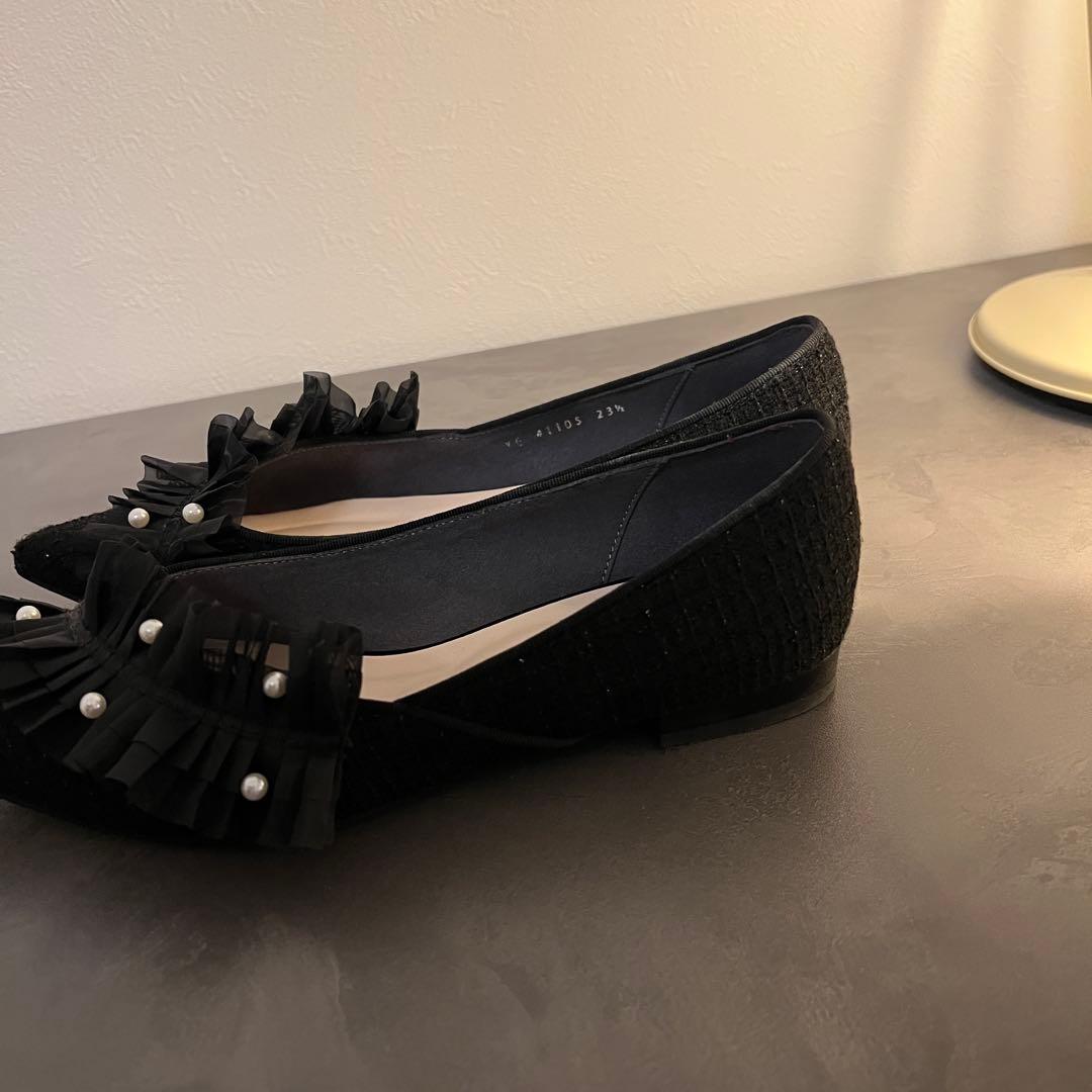 DIANA フラットシューズ オケージョン パーティーフォーマル フリル