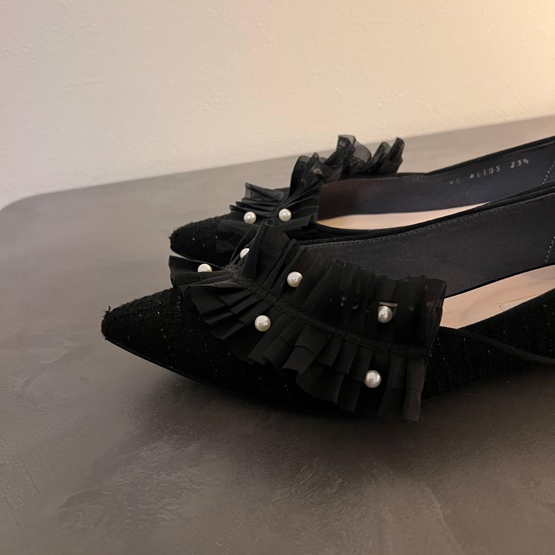 DIANA フラットシューズ オケージョン パーティーフォーマル フリル