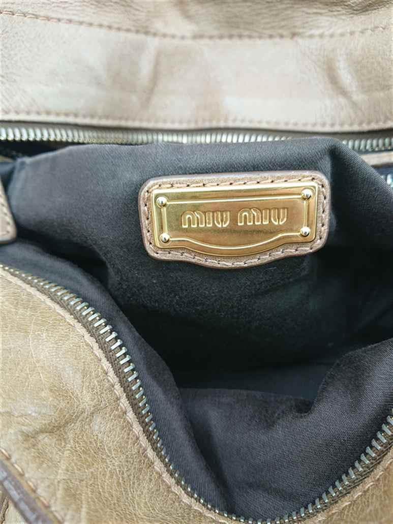 ◎ミュウミュウ マテラッセ レザー 2WAYハンドバッグ ベージュ レディース