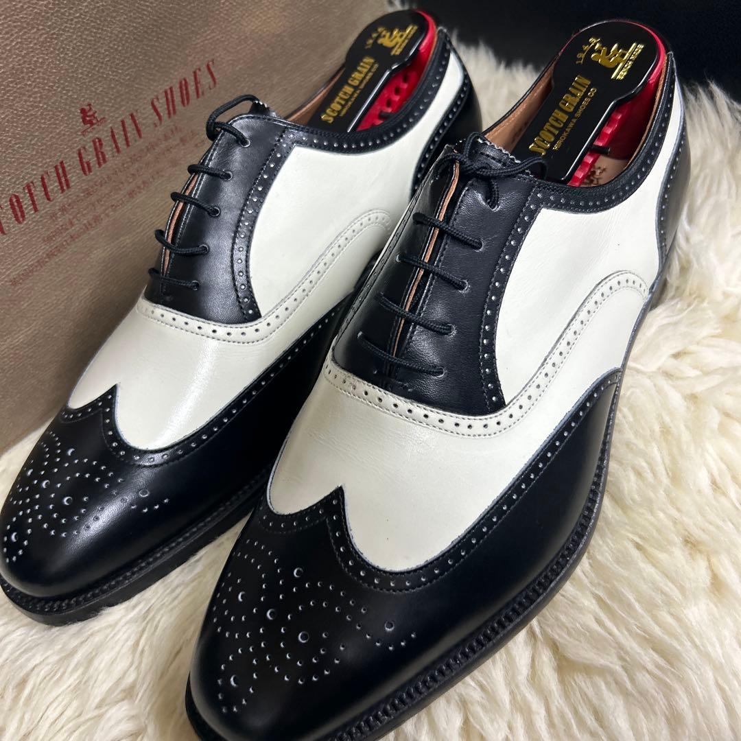 新品未使用　スコッチグレイン バイカラー ウイングチップ 白 黒　25.5