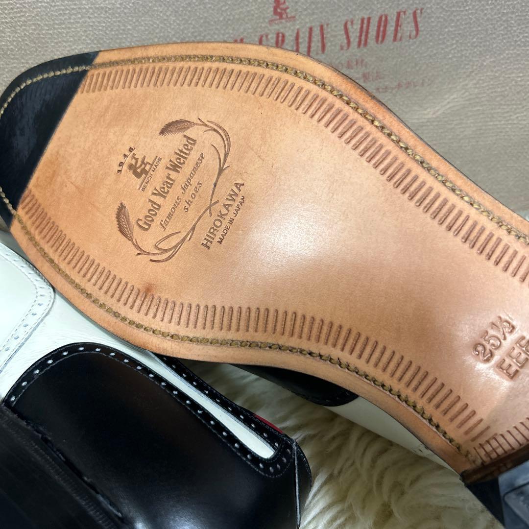 新品未使用　スコッチグレイン バイカラー ウイングチップ 白 黒　25.5