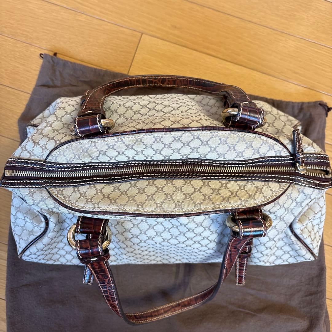 正規品 CELINE ボストンバッグ ベージュｘブラウン マカダム 保存袋