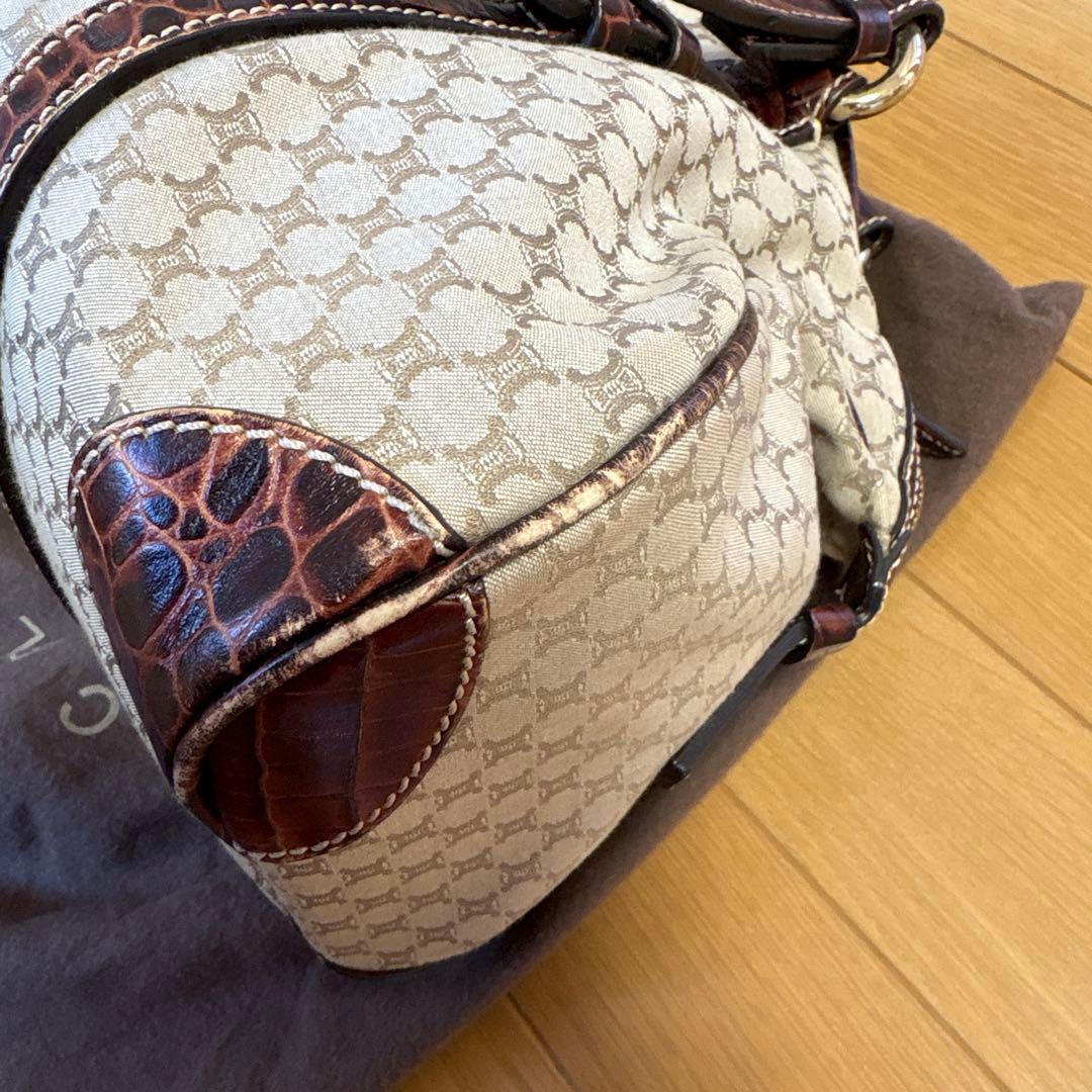 正規品 CELINE ボストンバッグ ベージュｘブラウン マカダム 保存袋