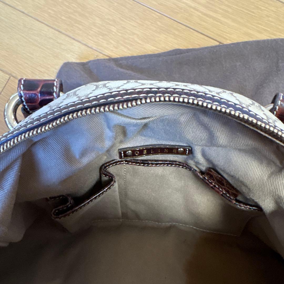 正規品 CELINE ボストンバッグ ベージュｘブラウン マカダム 保存袋