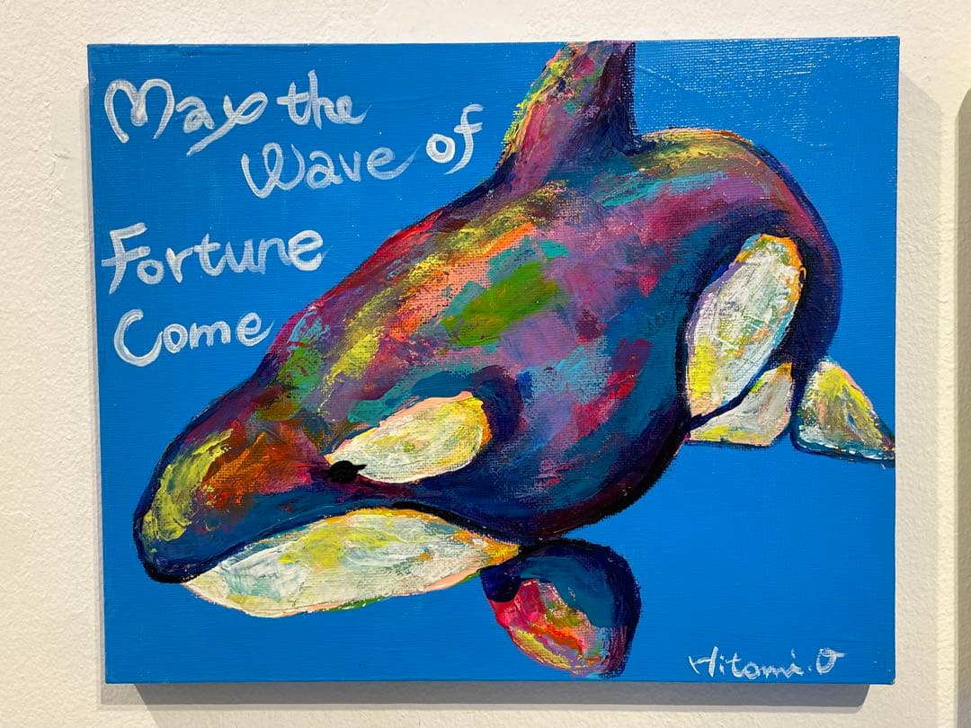 カラフルなシャチのキャンバスアート/ 原画の1点もの