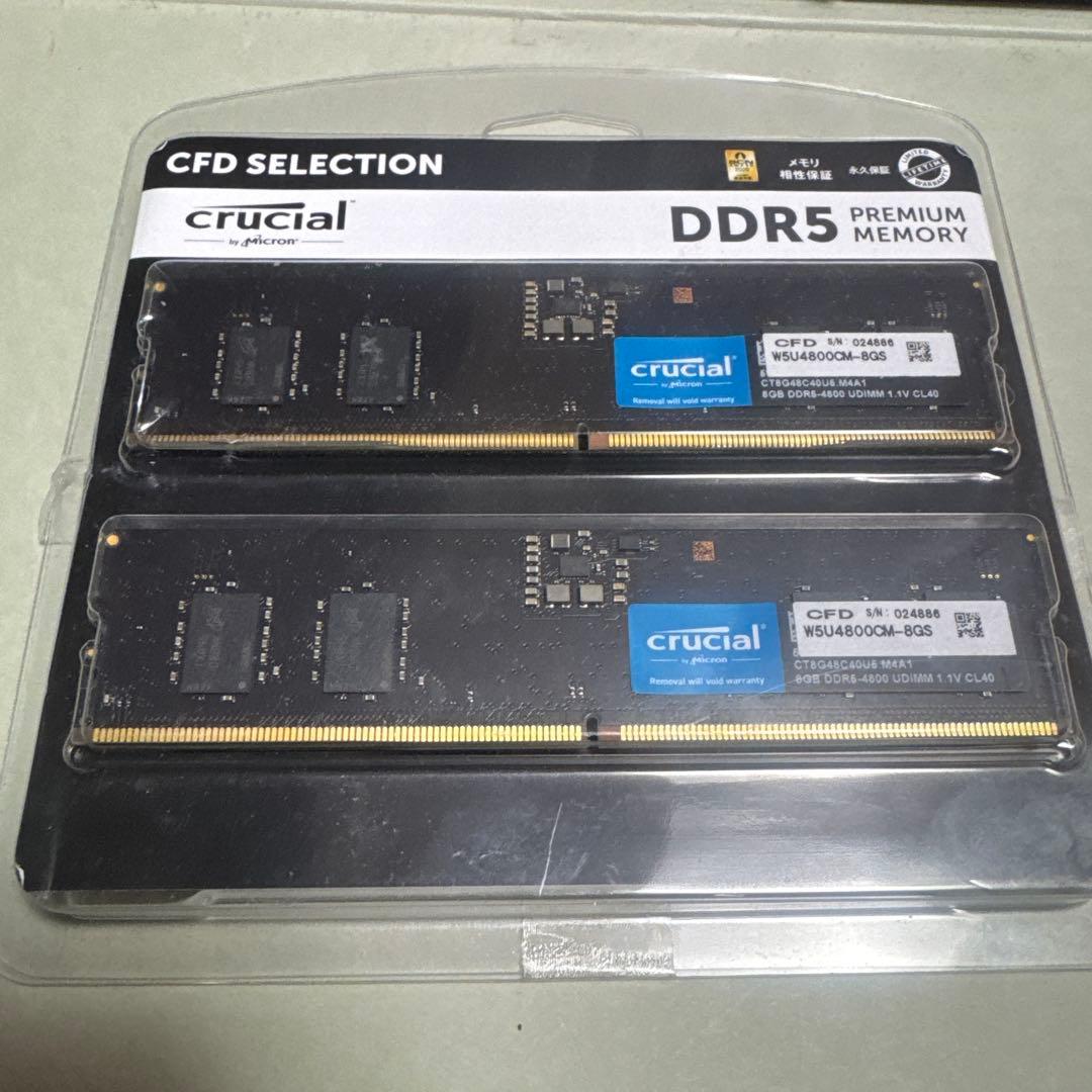 Crucial DDR5 W5U4800CM-8G×二枚