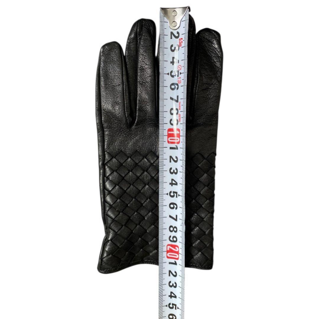 ボッテガヴェネタ レザー編み込みデザイン手袋 ブラック