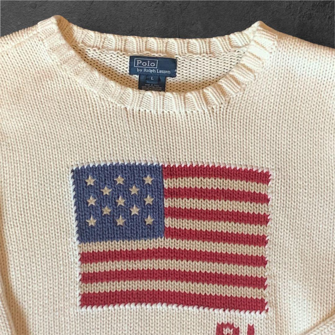 【美品】 POLO ラルフローレン ニット 星条旗 USA