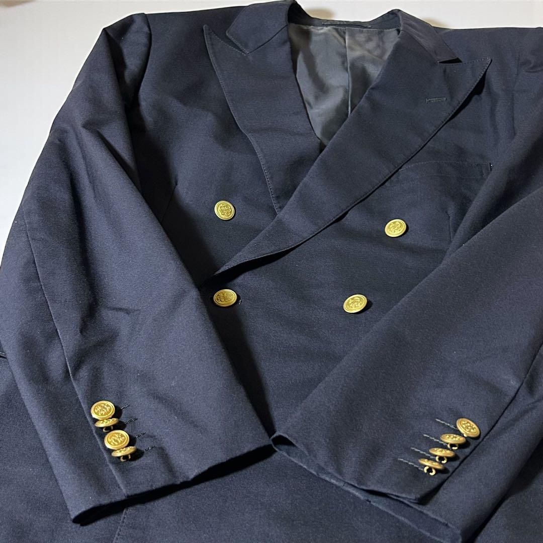 ジェイプレス 紺ブレ ダブルジャケット 金ボタン L相当 ウール100%日本製