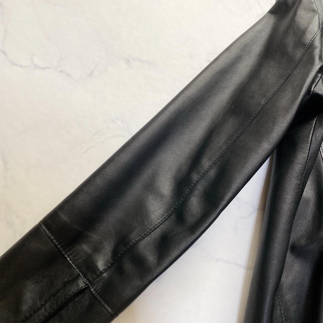 23区 シープレザージャケット ノーカラー 黒 38