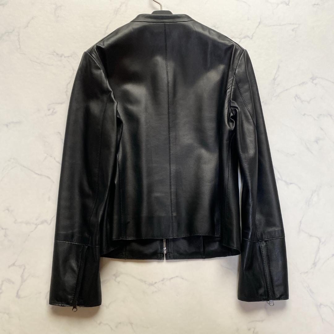 23区 シープレザージャケット ノーカラー 黒 38
